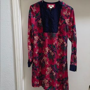 Maeve Anthropologie Pink Bird Polka Dot Dress 0